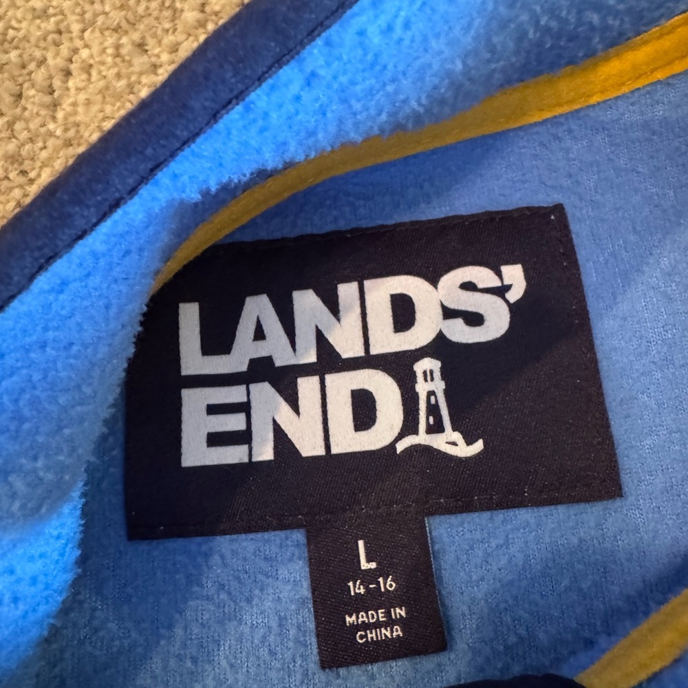 Lands End Aztec 1/4 Snap Fleece Pullover Cozy Womens Sz Large - Picture 5 of 5